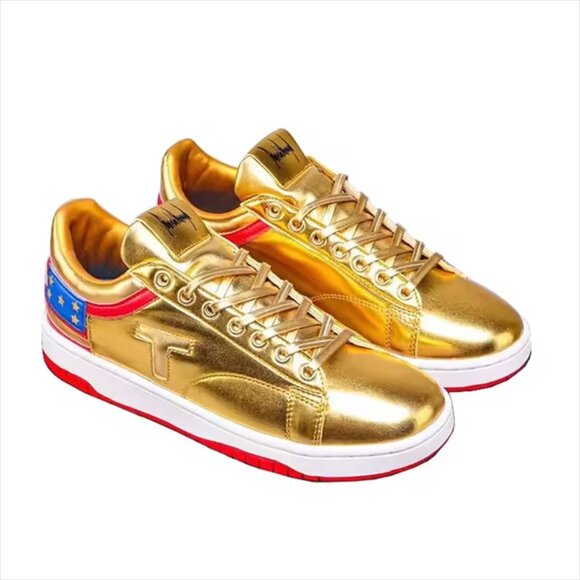 Donald J Trump #47 Gold Low Top Sneakers Women's Size 9.5 and Men's 8 New No Box - Picture 3 of 11
